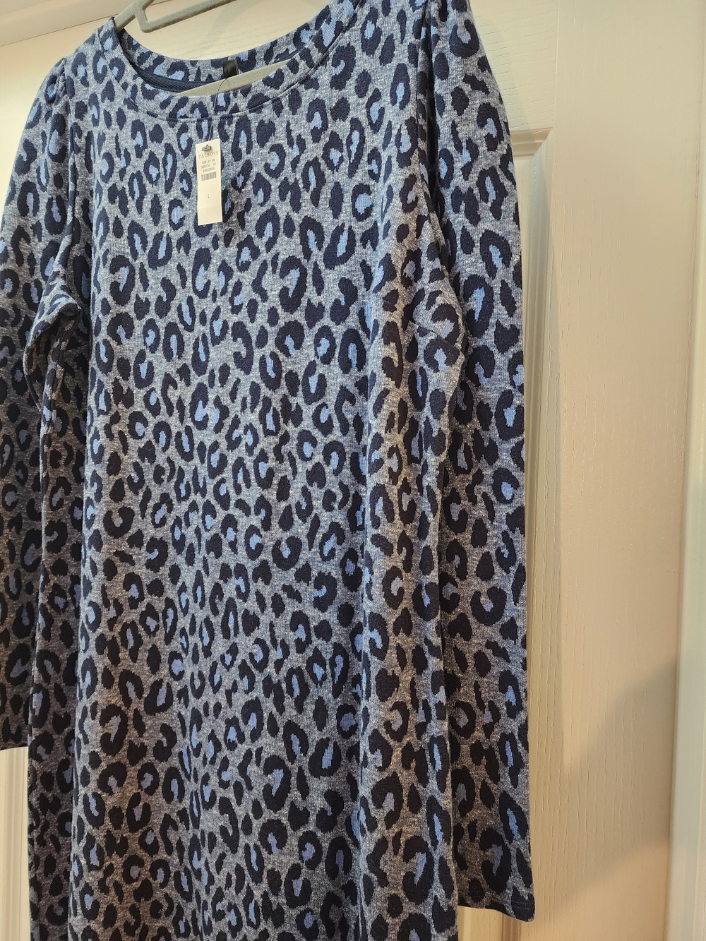 NWT Womens Blue Leopard Print Dress- Talbots- Large
